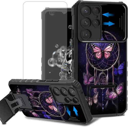 Vista 20 de Funda para teléfono Samsung Galaxy A15 5G con protector de pantalla con cubierta deslizante para cámara y soporte de doble capa híbrida resistente a