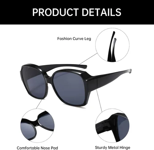 Vista 5 de YAMEIZE Gafas de sol polarizadas de moda, antideslumbrante, protección UV, rectangular, para conducir, para hombres y mujeres