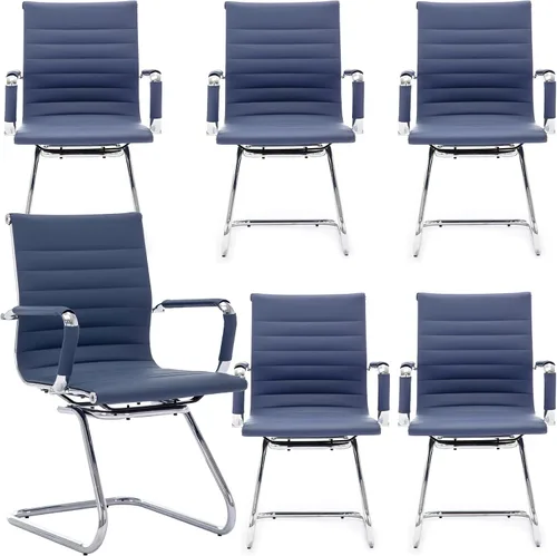 Vista 33 de Juego de 2 sillas de sala de conferencias, sillas de sala de espera con brazos, sillas de recepción de piel sintética sin ruedas, sillas de Negro