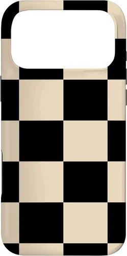 Vista 22 de Black and Beige Classic Checkered Big Checkerboard Pattern Case for iPhone 16