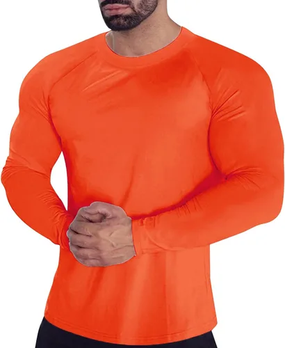Vista 14 de Camisas de compresión atléticas de manga larga para hombre, capa base, camisa de entrenamiento atlético, camisas de compresión, camisetas deportivas