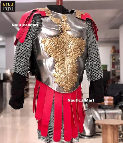Vista 3 de NauticalMart Armadura medieval romana muscular, armadura, caballero, armadura, armadura, vestible, disfraz de Halloween
