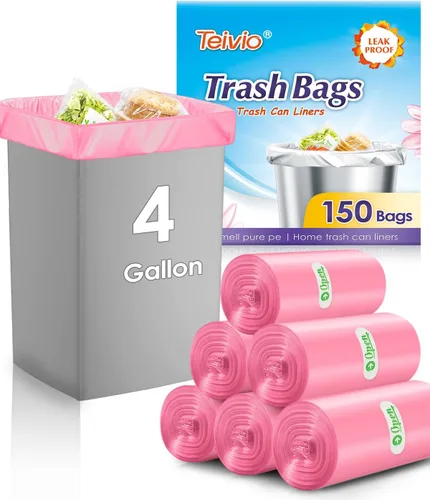 Vista 10 de Teivio - Bolsas de basura pequeñas de 2 galones, 170 unidades, sin perfume, color rosa