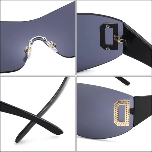 Vista 4 de gentlemaker Trendy Rimless Y2K Sunglasses for Women Men,Wrap Around Stylish Shield Frameless Sunglasses