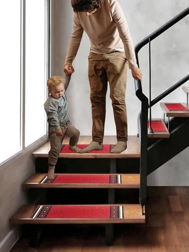 Vista 6 de Gloria Alfombra antideslizante de goma trasera para escaleras, alfombrillas antideslizantes para escaleras, juego de 7 (8.5 x 26 pulgadas)