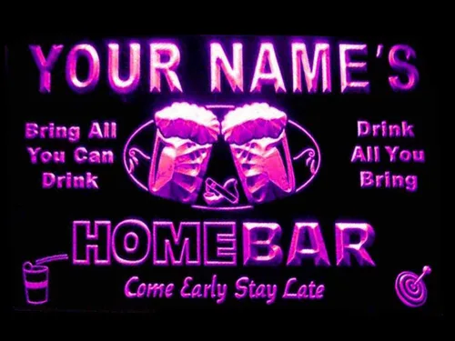 Vista 23 de Letrero luminoso Custom Home Bar Beer de neón; personalizado con nombre Blanco