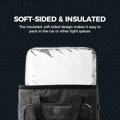 Vista 3 de Halo 28L Hybrid Cooler & Warmer Bag Electric Travel Cooler, Collapsible for Easy Storage, Keep Drinks Cold & Food Warm, Ice Free Cooling, Includes