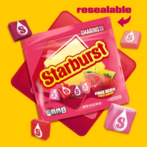 Vista 4 de STARBURST FaveREDS - Caramelos masticables de frutas, caramelos masticables, bolsa de tamaño compartido de 15.6 onzas