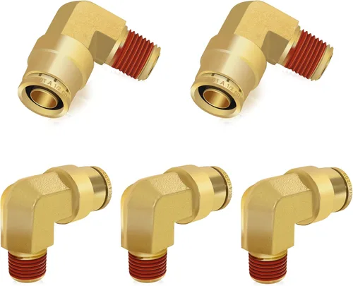 Vista 13 de Siptenk 1/2" Codo DOT de Latón Empuje para Conectar Accesorios de Línea de Aire 5 PIEZAS, Tubo de 1/2" OD x Rosca NPT de 1/2" Accesorios de Conexión