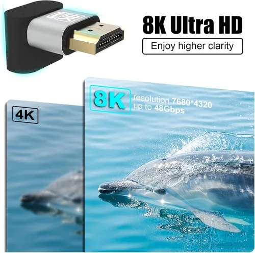 Vista 6 de VCELINK Adaptadores de ángulo recto HDMI 8K @60Hz con acoplador HDMI 8K, HDMI 2.1 hembra a adaptador de extensión hembra