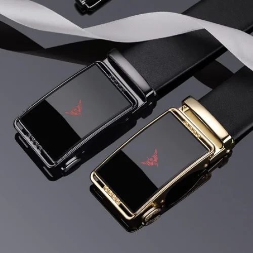 Vista 5 de VANNANBA Leather Ratchet Belts for Men Automatic Buckle with Belt Box, Gift for Men