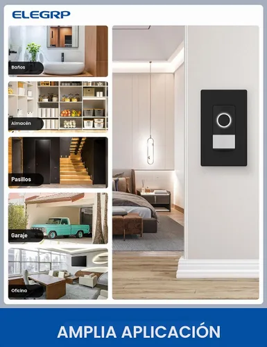 Vista 8 de ELEGRP Interruptor inteligente con sensor de movimiento, interruptor de luz Wi-Fi de 3 vías de 2.4 GHz, compatible con Alexa y Google Assistant