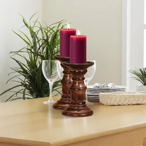 Vista 8 de pilares decorativos de madera para velas