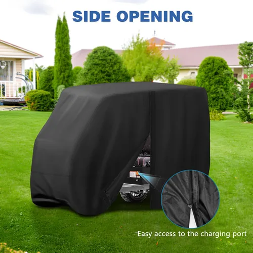 Vista 6 de Funda para carrito de golf, impermeable, universal, para 2/4/6 pasajeros, accesorios para carrito de golf para almacenamiento al aire libre