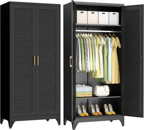 Vista 13 de Polup Armario de Pared de Metal, Gabinete Superior para Guardarropa, Pequeño Gabinete de Almacenamiento Superior para Dormitorio, Sala de Estar