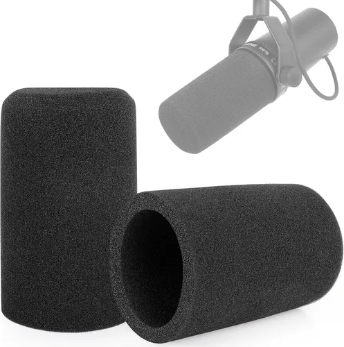 Vista 10 de ChromLives, 6 unidades de parabrisas para SM58, 6 unidades, filtro pop de espuma para Shure SM58 SM48, repuesto para reducción de ruido, color negro