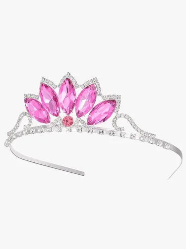 Vista 5 de SWEETV Tiara de princesa para niñas pequeñas, corona de cumpleaños, diadema para niñas, diadema de cristal, accesorios para el cabello