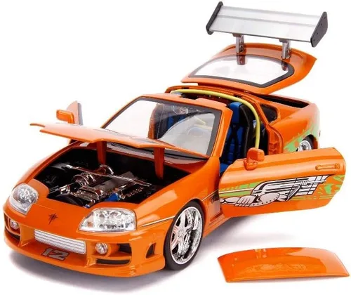 Vista 3 de Jada Fast & Furious 1:18 Toyota Supra - Coche fundido a presión y figura de Brian de 3 pulgadas, juguetes para niños y adultos