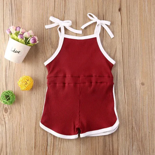 Vista 3 de VISGOGO Mameluco para bebés y niñas, monos sólidos, sin mangas, con cinturón, ropa de bebé, trajes