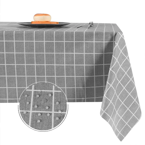 Vista 18 de Obstal Mantel 100% impermeable de PVC, mantel rectangular de vinilo a prueba de aceite y derrames, cubierta de mesa lavable para uso en exteriores e