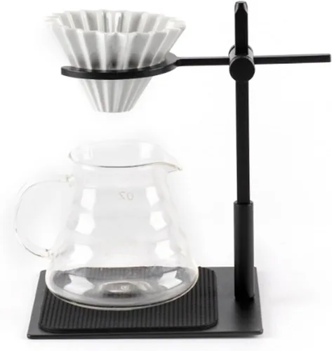 Vista 7 de Soporte para gotero de estación de café, con soporte ajustable de aleación de aluminio, cafetera de goteo con filtro de acero inoxidable