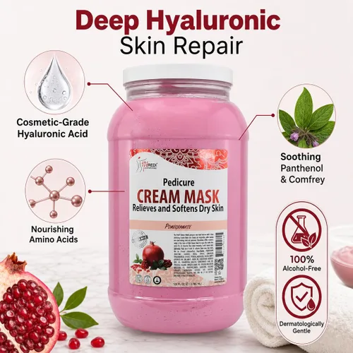 Vista 4 de SPA REDI Crema hidratante y loción de masaje – Ácido hialurónico, aminoácidos y granada Hidratante sin alcohol para piel seca, callos