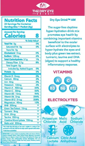 Vista 32 de l Hidratación definitiva para ojos secos l Paquetes de electrolitos en polvo sin azúcar l Mezclado con vitaminas, té verde, cúrcuma, taurina y DHA l