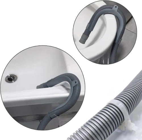 Vista 6 de Lavado universal en forma de U. Mach. Conjunto de guía de manguera de drenaje - 1 forma de U gris + 2 adhesivos adhesivos para bridas de cables