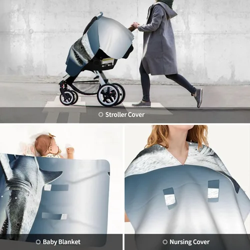 Vista 9 de Cubierta de toldo para asiento de automóvil para bebé, suave y transpirable, fundas de lactancia materna, multiuso, cochecito, sombrilla, regalo