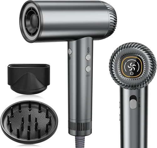 Vista 9 de Secador de pelo 2026, secador profesional de alta velocidad de 200,000 RPM con difusor para mujeres, secador de pelo iónico negativo de 3,937.0 ft