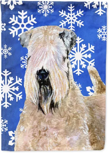 Vista 118 de Caroline's Treasures SC9374GF Bulldog English Snow flakes Holiday Garden Flag Buzón Bandera decorativa para patio exterior, patio, obras de arte