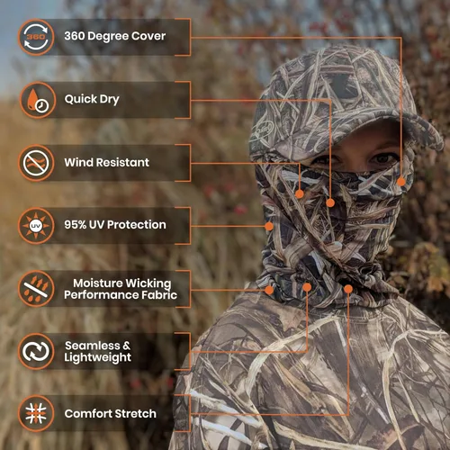 Vista 3 de QuikCamo Polaina de máscara facial de camuflaje para caza de pavos