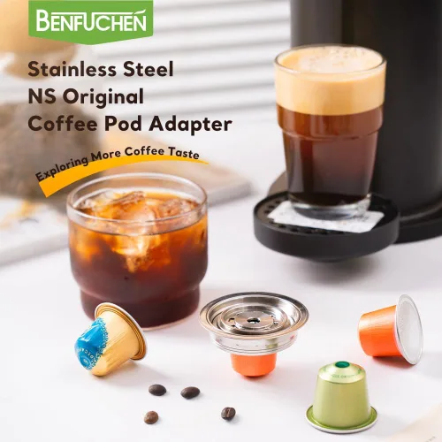 Vista 5 de Adaptador de cápsulas de café reutilizable compatible con Nespresso Vertuo, ENV135 y VertuoLine GCA1, convertidor de cápsulas de café de acero