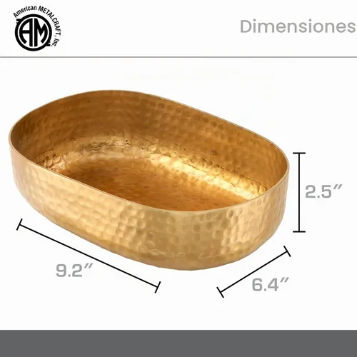 Vista 4 de American Metalcraft ABHG69 - Cesta de Entrée de Aluminio Martillado, Ovalada, Dorada, 48 Onzas Dorado