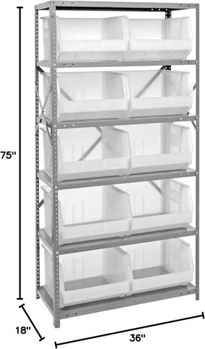 Vista 89 de Quantum QSBU-245BK Heavy Duty Shelving Unit with (7) Shelves and (24) QUS245 Black Bins for Garage Warehouse Storage Distribution 400 lb Load