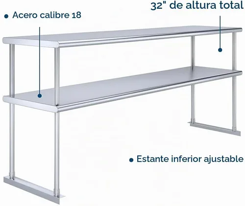 Vista 8 de NSF - Estantería doble de acero inoxidable