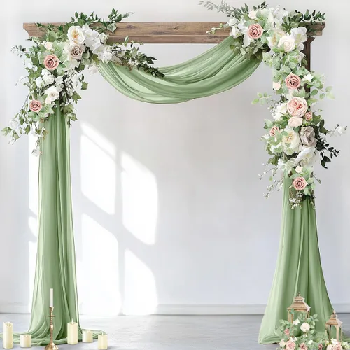 Vista 6 de Socomi Tela para Arco de Boda 1 Panel 29" x 19 Pies Gasa Chifón Transparente Azul Bebé Cortinas 6 Yardas para Ceremonia de Boda Decoración de Fiesta