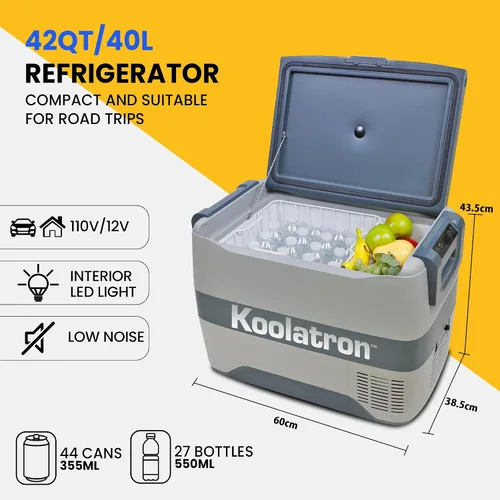 Vista 4 de Koolatron Refrigerador portátil de 12 V con Bluetooth, enfriador eléctrico de 42 cuartos de galón (40 L), cables de 12 voltios CC/110 V CA