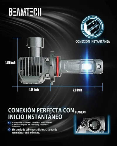 Vista 4 de BEAMTECH 90 05 Bombillas, 500% de brillo, Plug and Play, paquete de 2