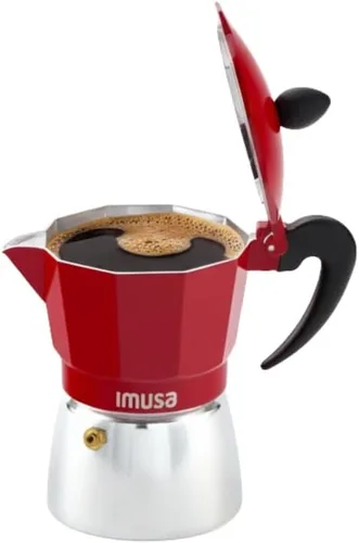 Vista 10 de IMUSA USA B120-43V, Cafetera de expreso de aluminio para estufa de 6 tazas, plateada Ideal para preparar café expreso