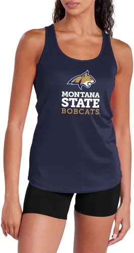 Vista 274 de Camiseta deportiva sin mangas oficial de NCAA Collegiate para mujer, con espalda cruzada, colección con logotipo primario