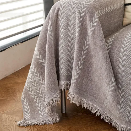 Vista 4 de STACYPIK Jacqurad - Fundas de sofá reversibles y duraderas para mascotas, fundas de sofá geométricas con orejas de trigo, protector de muebles gris