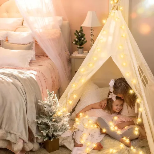 Vista 5 de echosari Cadena de luces con forma de estrella, funciona con pilas, temporizador automático, luces LED de hadas con forma de estrella de 158