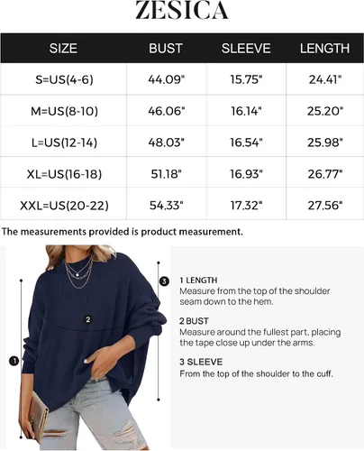 Vista 6 de ZESICA Women's 2024 Fall Casual Long Sleeve Crew Neck Side Slit Oversized Ribbed Knit Pullover Sweater Tops