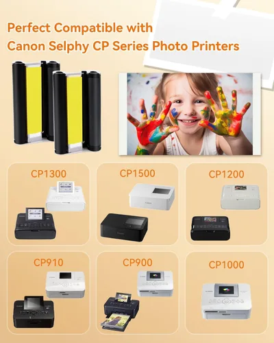 Vista 2 de Cartucho de tinta de color Selphy CP1300 CP1500 KP-108IN compatible con Canon Selphy CP1200 CP1000 CP910 CP900 CP760 CP740 CP Impresora de fotos