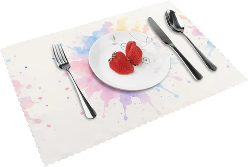 Vista 10 de Juego de 4 manteles individuales rectangulares, resistentes al calor 3D isométricos impresos para cocina y comedor