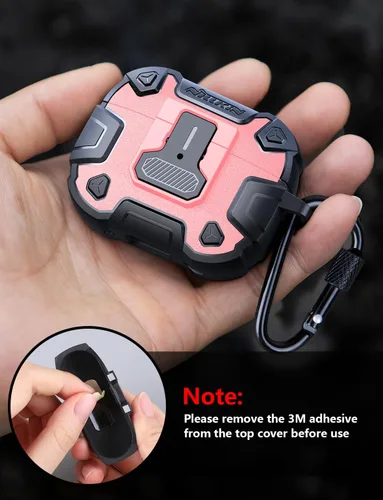 Vista 4 de Nillkin Funda para Airpods Pro de 2ª generación con imanes de bloqueo seguro, llavero de metal para hombres y mujeres, cuerpo completo, a prueba