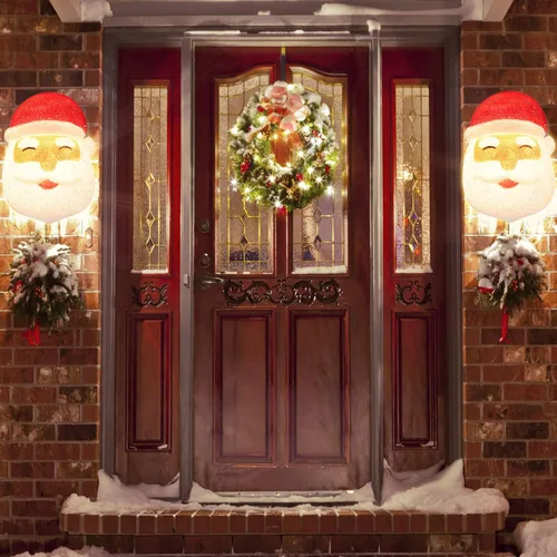 Vista 2 de 2 cubiertas de luz de porche de Papá Noel de Navidad para cubierta de luz al aire libre, decoraciones de Navidad, fiestas de Navidad, luces