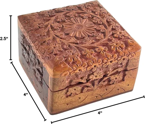 Vista 8 de Caja de recuerdos de madera hecha a mano, organizador de joyas, ideas de regalo únicas para hombres y mujeres, caja de almacenamiento decorativa