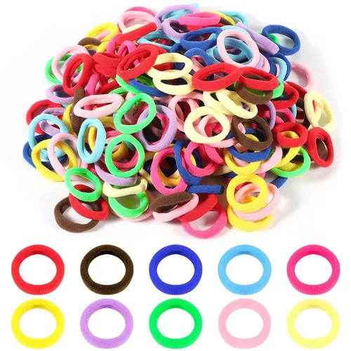 Vista 7 de 200 lazos para el pelo de bebé, bandas de algodón suave sin costuras para niñas pequeñas 1 pulgada, multicolor, suave con el cabello, fuerte